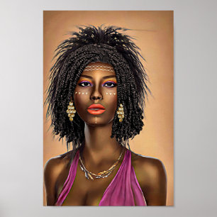 Schöne Schwarze Afrikanische Prinzessin Kunst Poster