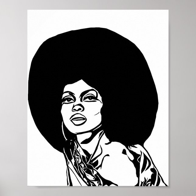 Schöne schwarze Afro Haarfarbe Zeichnend Poster (Vorne)
