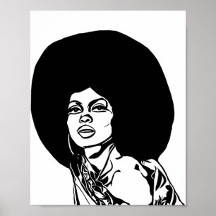 Schöne schwarze Afro Haartinte Gezeichnet Poster