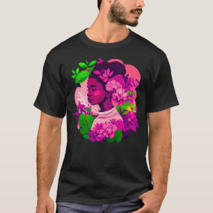 Schöne Schwarze Afro Melanin Queen Niedlich Flow T-Shirt
