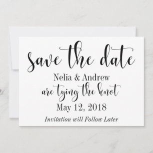Schöne schwarze auf weißer Typografie Save the Dat Date
