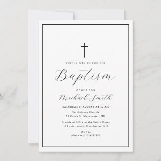 schöne schwarze Bilderrahmen-Taufen-Einladung Einladung