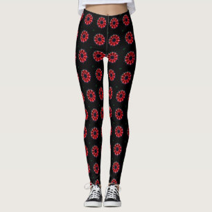 schöne schwarze Blumenmuster-Punkt Leggings