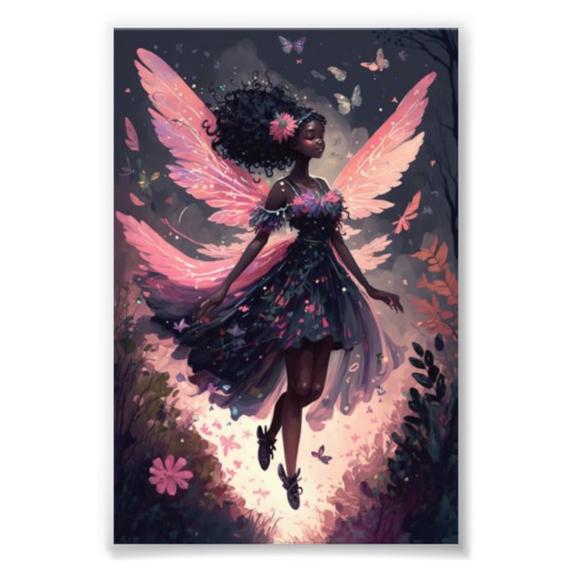 Schöne schwarze Fairy Fotodruck (Vorne)