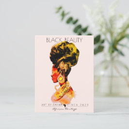 SCHÖNE SCHWARZE FRAU AFRIKANISCHE QUEE GOLD NECKLA POSTKARTE