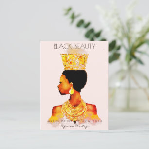 SCHÖNE SCHWARZE FRAU AFRIKANISCHE QUEE GOLD NECKLA POSTKARTE