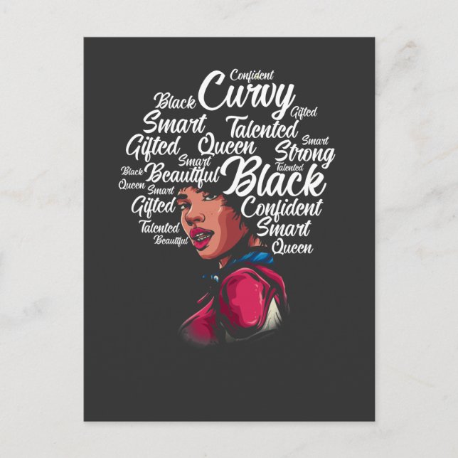 Schöne schwarze Frau Afro Haare Königin Postkarte (Vorderseite)
