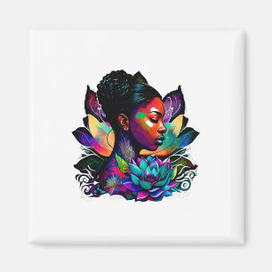 Schöne schwarze Frau Afro Königin Kunst Spaß Niedl Magnet
