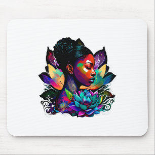 Schöne schwarze Frau Afro Königin Kunst Spaß Niedl Mousepad