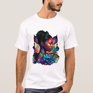 Schöne schwarze Frau Afro Königin Kunst Spaß Niedl T-Shirt