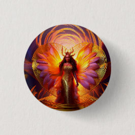 Schöne schwarze Frau Gold Dress Herz Hintergrund Button