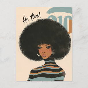 Schöne schwarze Frau mit Afro Postkarte
