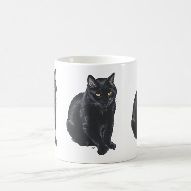 Schöne schwarze Katze Kaffeetasse (Mittel)