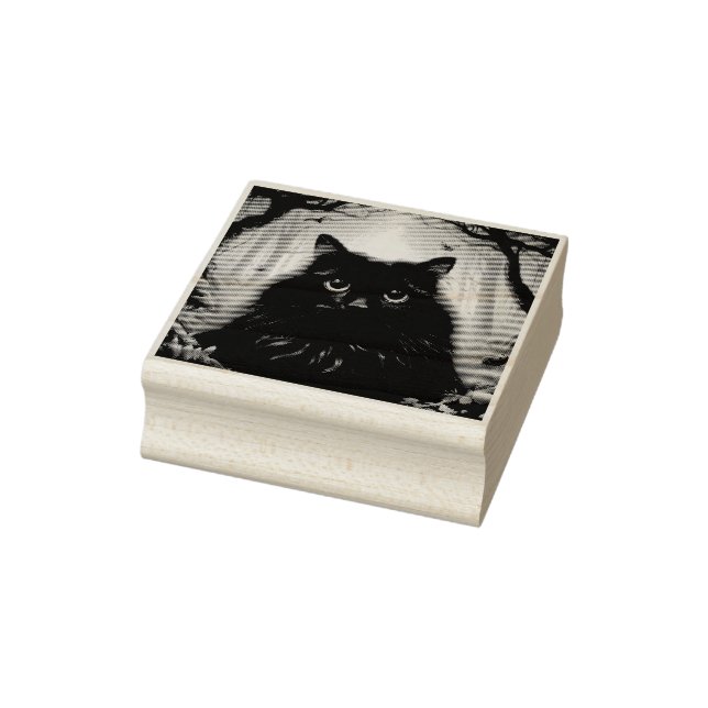 Schöne schwarze Katze mit Augen Gummistempel (Stempel)