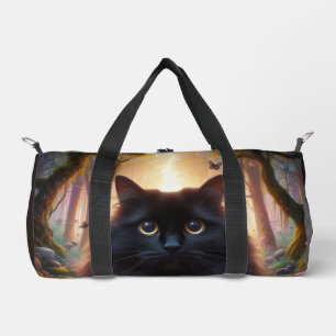 Schöne schwarze Katze mit goldenen Augen Duffle Bag