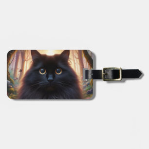 Schöne schwarze Katze mit goldenen Augen Gepäckanhänger