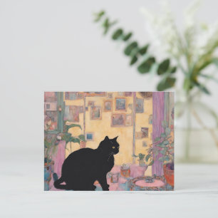 schöne schwarze Katze Postkarte