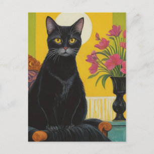 Schöne schwarze Katze Postkarte