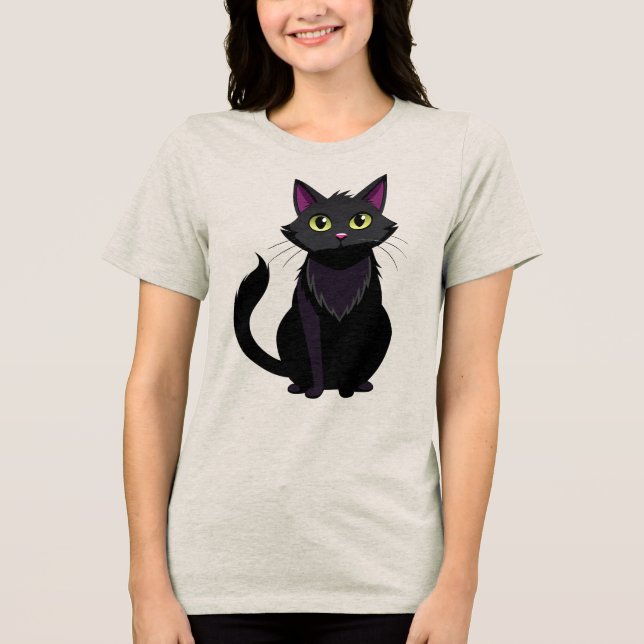 Schöne schwarze Katze Tri-Blend Shirt (Vorderseite)