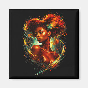 Schöne schwarze Kunst afroamerikanische Frau Magnet