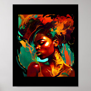 Schöne schwarze Kunst afroamerikanische Frau malt Poster