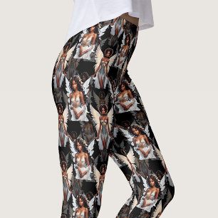 Schöne schwarze Mädchen-Engel-Musterdesign -Dunkel Leggings