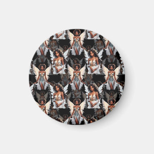 Schöne schwarze Mädchen-Engel-Musterdesign -Dunkel Magnet