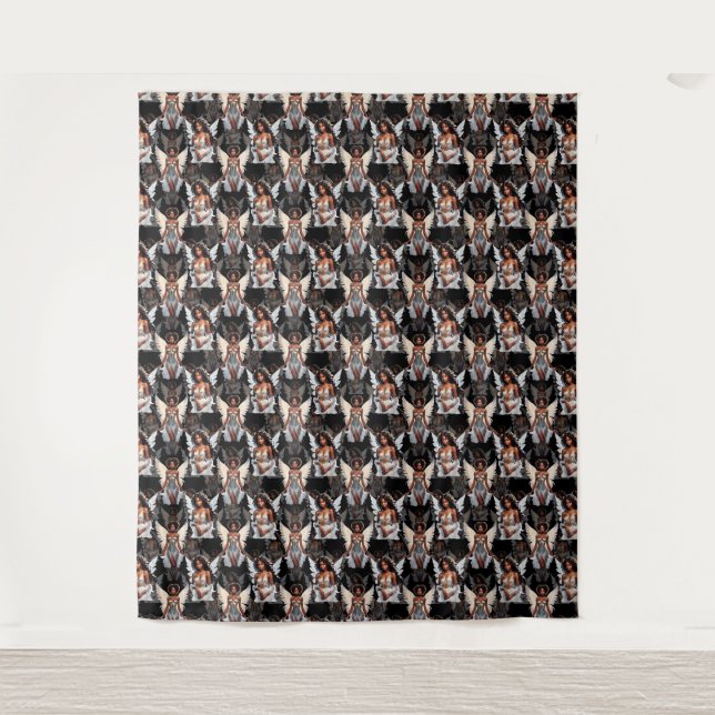 Schöne schwarze Mädchen-Engel-Musterdesign -Dunkel Wandteppich (Vorderseite)