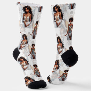 Schöne schwarze Mädchen-Engel-Musterdesign Socken