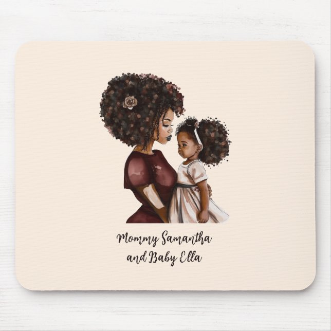 Schöne Schwarze Mama und Tochter (26) Mousepad (Vorne)