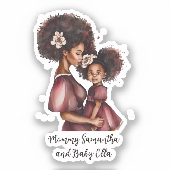 Schöne Schwarze Mama und Tochter (27) Aufkleber (Vorderseite)