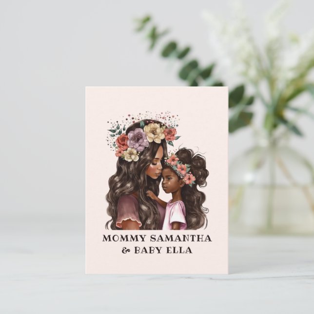 Schöne Schwarze Mama und Tochter (2) Postkarte (Stehend Vorderseite)