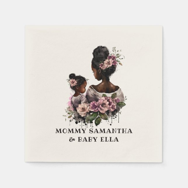 Schöne Schwarze Mama und Tochter (7) Serviette (Vorderseite)