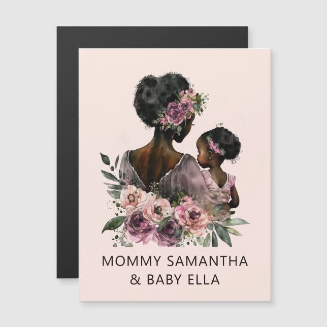 Schöne Schwarze Mama und Tochter (8) Magnetkarte (Vorne/Hinten)