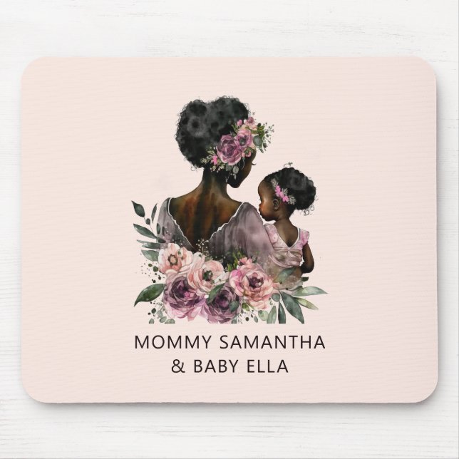 Schöne Schwarze Mama und Tochter (8) Mousepad (Vorne)