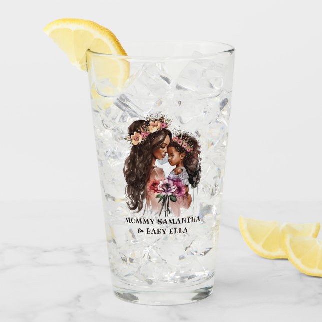 Schöne schwarze Mama und Tochter Glas (Vorderseite Ice)