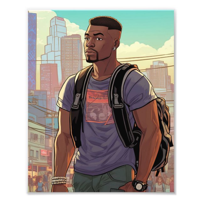 Schöne schwarze Männer Fotodruck (Vorne)