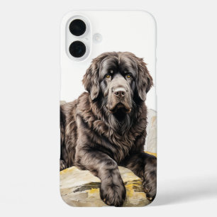 SCHÖNE SCHWARZE NEWFOUNDLAND HUND iPhone 16 PLUS HÜLLE