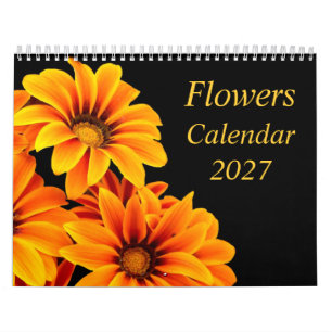 Schöne schwarze orangefarbene Blumen-Natur-Kalende Kalender