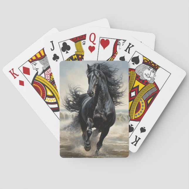 Schöne schwarze Reittiere Spielkarten (Rückseite)