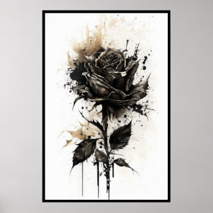 Schöne schwarze Rose Poster