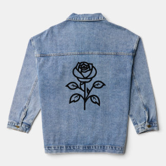 Schöne Schwarze Rose Silhouette Blume Jeansjacke