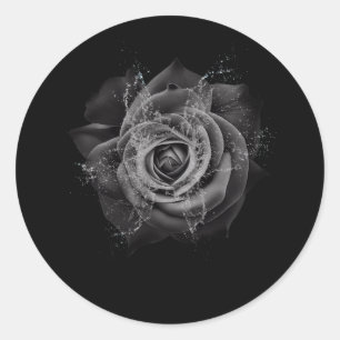 Schöne schwarze Rosenblume Hochzeit Junggesellinne Runder Aufkleber