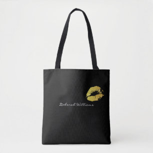 schöne schwarze Tasche mit ihrem Namen und goldene