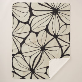 Schöne schwarze und cremefarbene Blumendecke Sherpadecke