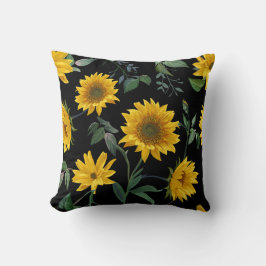 Schöne schwarze und gelbe Sonnenblume Kissen