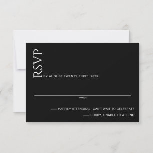 Schöne schwarze und weiße Hochzeit RSVP Karte