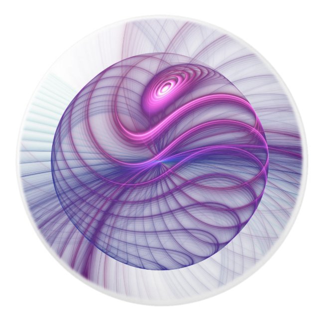 Schöne Schwung Modernes Abstraktes Fraktal Art Pin Keramikknauf (Vorderseite)