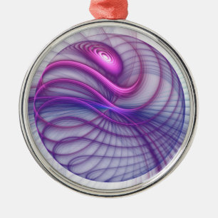 Schöne Schwung Modernes Abstraktes Fraktal Art Pin Ornament Aus Metall