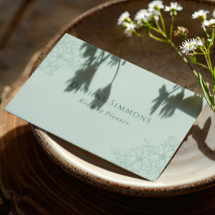 Schöne Seafoam Green Floral Line Kunst Visitenkarte